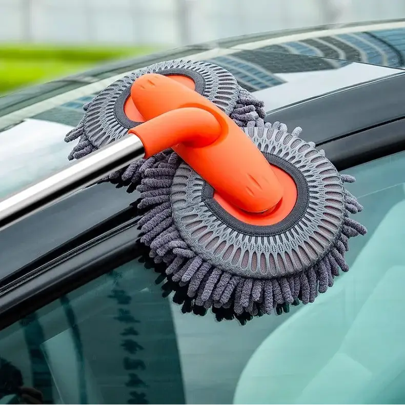 3-Section Telescopic Car Wash Mop with Double Brush Head Habicare