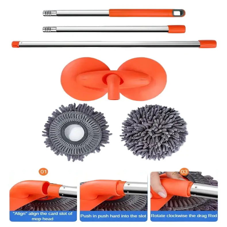 3-Section Telescopic Car Wash Mop with Double Brush Head Habicare