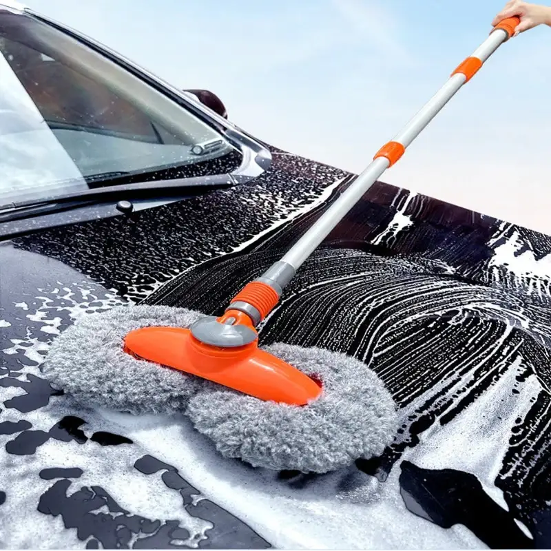 3-Section Telescopic Car Wash Mop with Double Brush Head Habicare