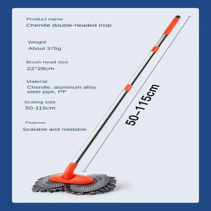 3-Section Telescopic Car Wash Mop with Double Brush Head Habicare