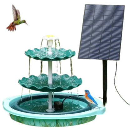 3-Tier Bird Bath with Detachable DIY Solar Fountain with 25W Pump Habicare