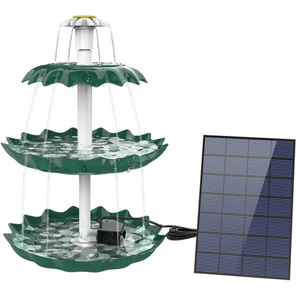 3-Tier Bird Bath with Detachable DIY Solar Fountain with 25W Pump Habicare