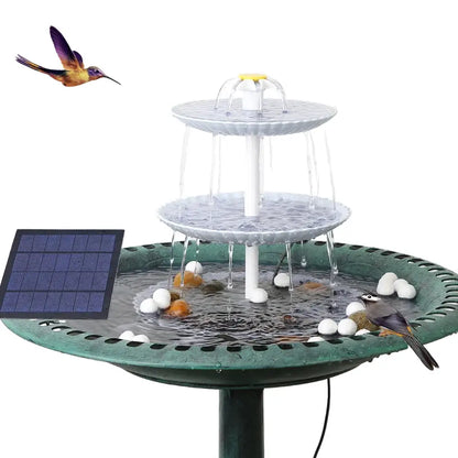 3-Tier Bird Bath with Detachable DIY Solar Fountain with 25W Pump Habicare