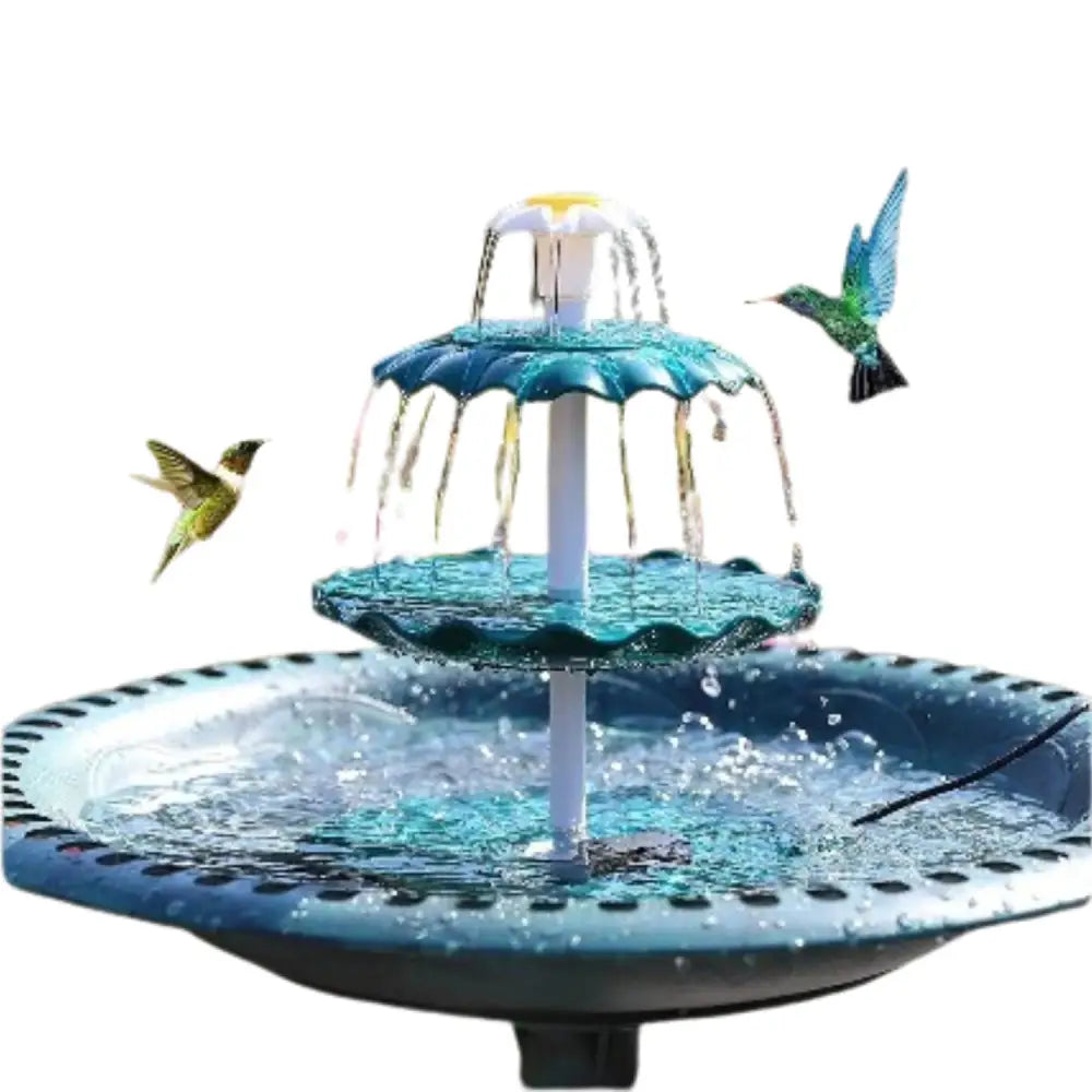 3-Tier Bird Bath with Detachable DIY Solar Fountain with 25W Pump Habicare
