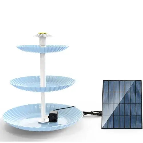 3-Tier Bird Bath with Detachable DIY Solar Fountain with 25W Pump Habicare