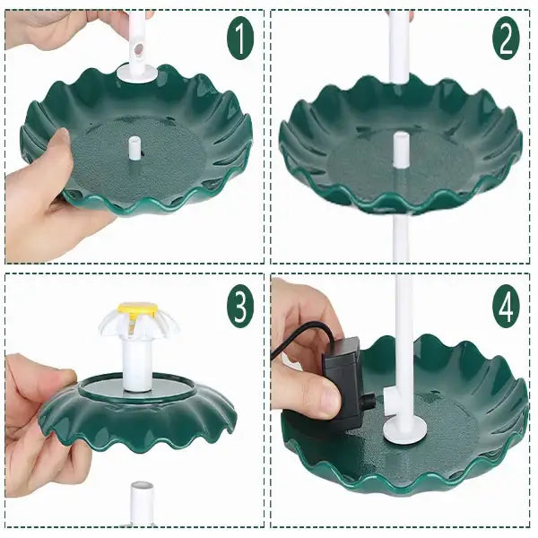 3-Tier Bird Bath with Detachable DIY Solar Fountain with 25W Pump Habicare