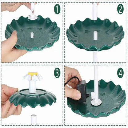 3-Tier Bird Bath with Detachable DIY Solar Fountain with 25W Pump Habicare