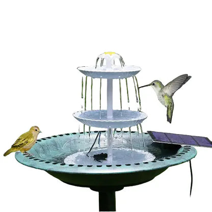 3-Tier Bird Bath with Detachable DIY Solar Fountain with 25W Pump Habicare