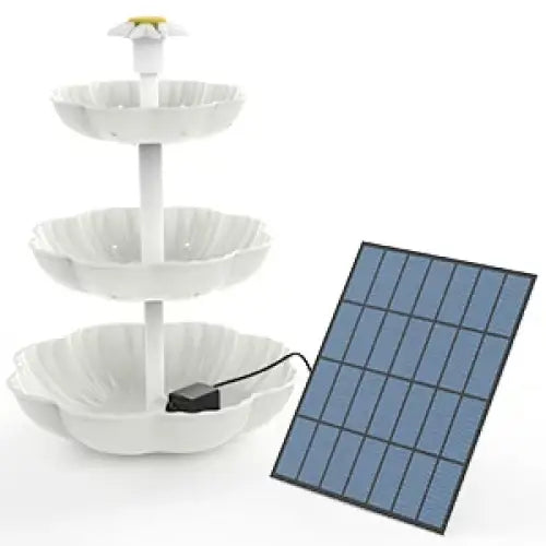 3-Tier Bird Bath with Detachable DIY Solar Fountain with 25W Pump Habicare