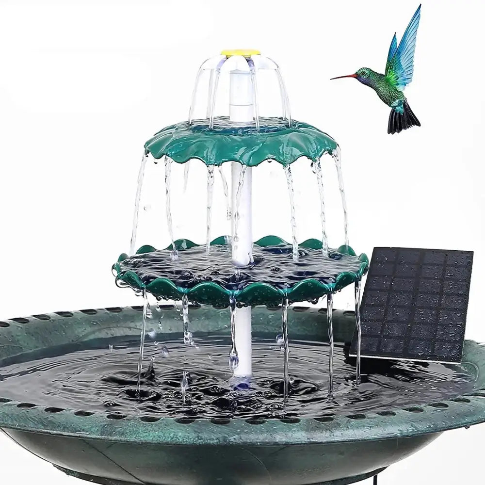 3-Tier Bird Bath with Detachable DIY Solar Fountain with 25W Pump Habicare