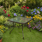 Square garden table with 80cm tempered glass top by dealonlinenz, featuring a sturdy metal frame for outdoor use
