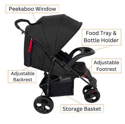 Explorer 3-Wheel Stroller with Food Tray