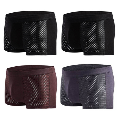 Men's Modal Boxer Shorts — Breathable Mesh Mid-Waist Underwear | Single & 4-Pack