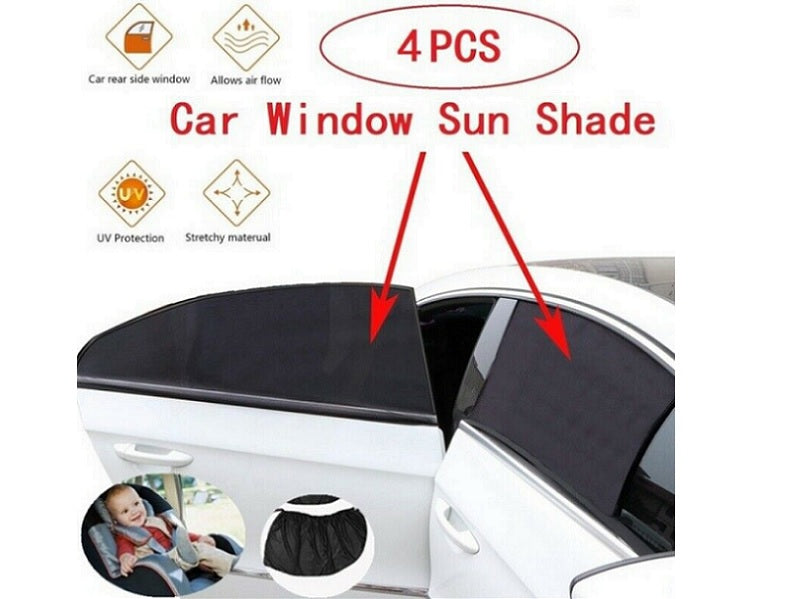 4pcs/set Car Front & Rear Side Window Sun Shade Cover Visor Mesh Shield Sunshade dealonline.co.nz