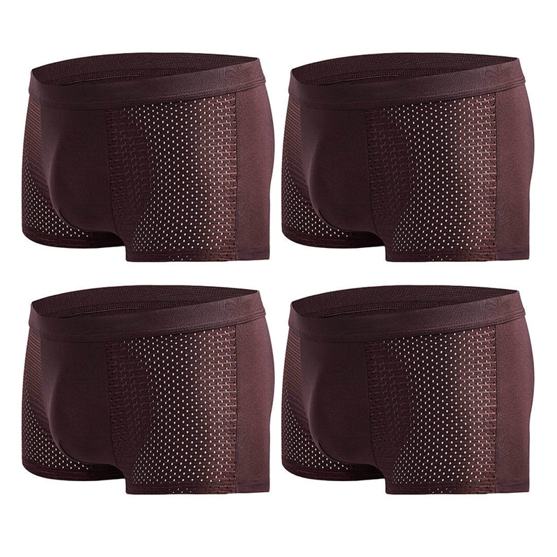 Men's Modal Boxer Shorts — Breathable Mesh Mid-Waist Underwear | Single & 4-Pack - ShopHub