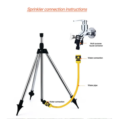 360° Rotating Garden Sprinkler with Tripod Irrigation Stand Habicare