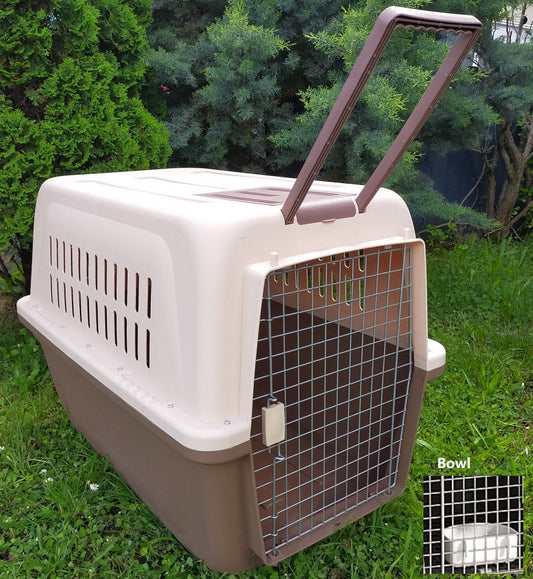 PP50 81cm - Wheeled Plastic Airline Travel Cage/Carrier/Crate with Bowl dealonline.co.nz