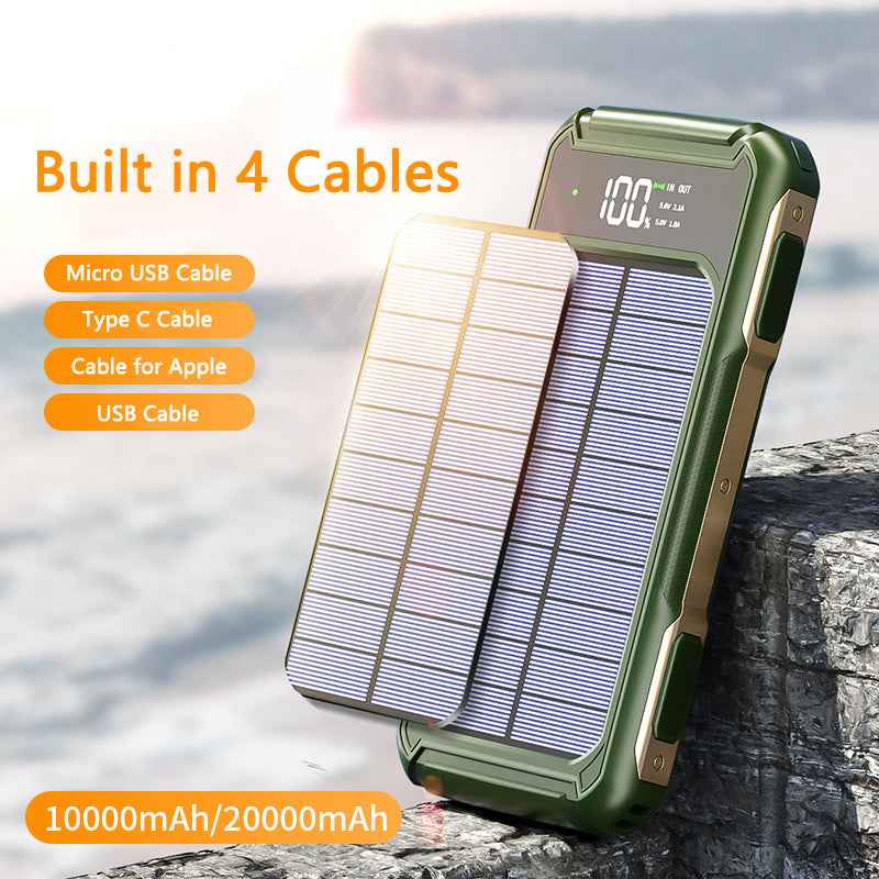 Solar Power Bank with Type C Fast Charging — 20000mAh Solar Charging | Outdoor & Travel