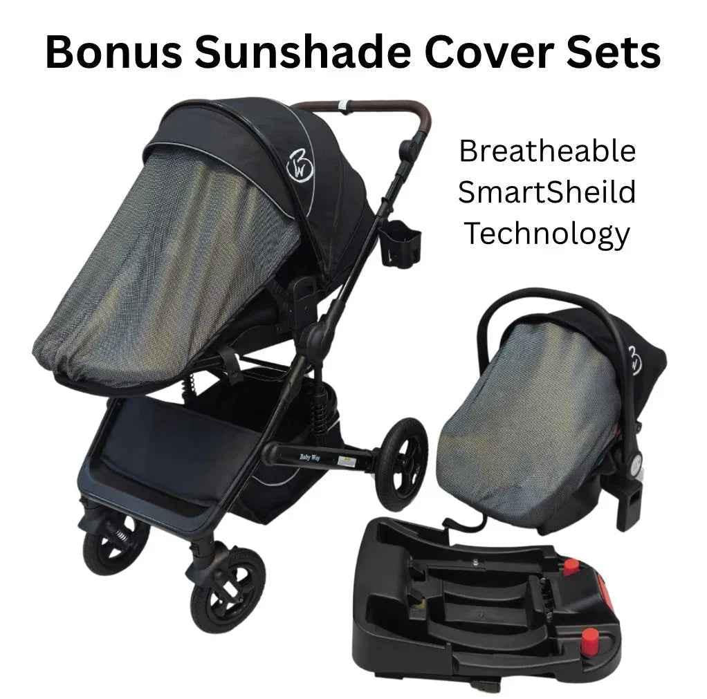 Versa 3-in-1 Travel System – Open Bassinet Stroller + Capsule Car Seat with Sunshade Sets
