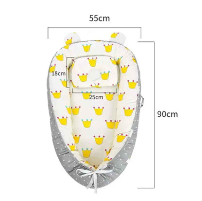 Reversible Baby Lounger with Pillow – Adjustable Portable Baby Bed & Bassinet