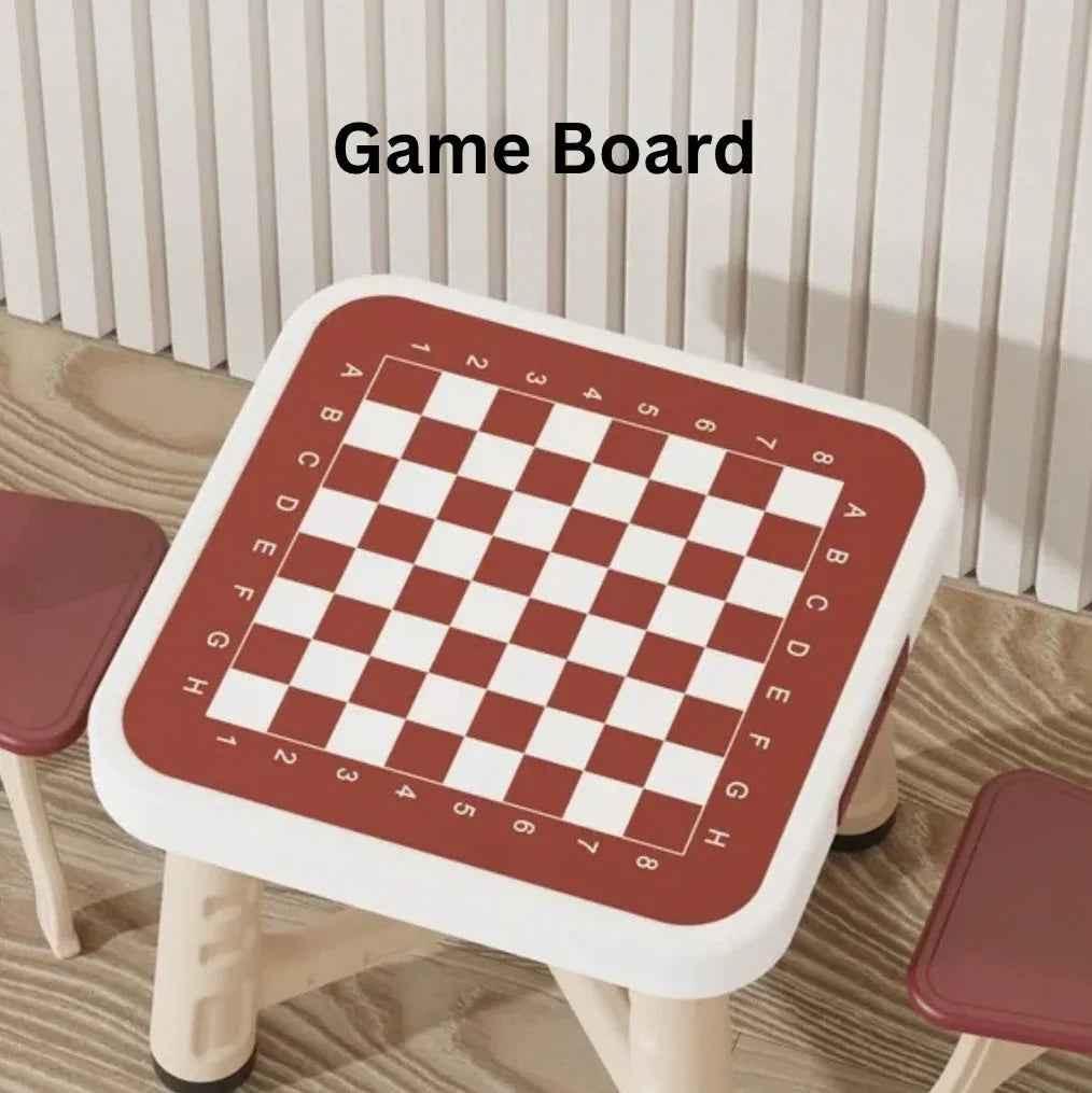 Kids’ Play & Activity Table Set – Table + 4 Chairs | Game Board and Storage
