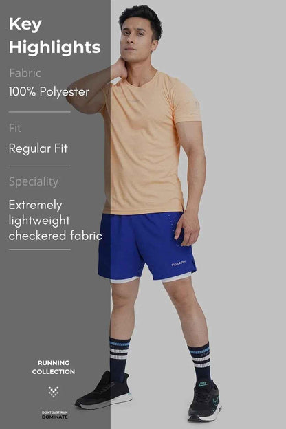Checks Running T-shirt Peach