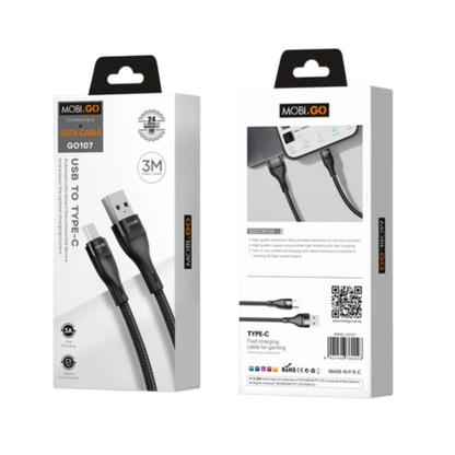 Mobigo 3m USB-A to C cable GO107