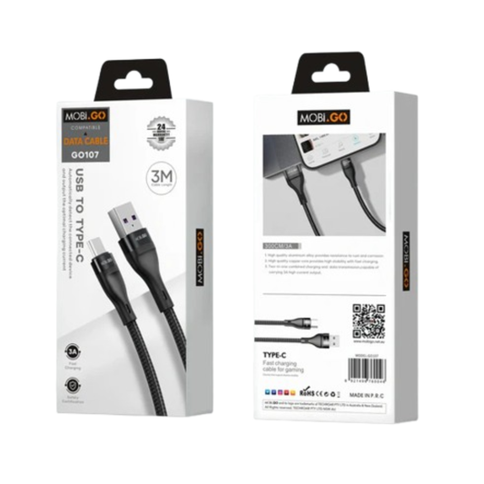 Mobigo 3m USB-A to C cable GO107