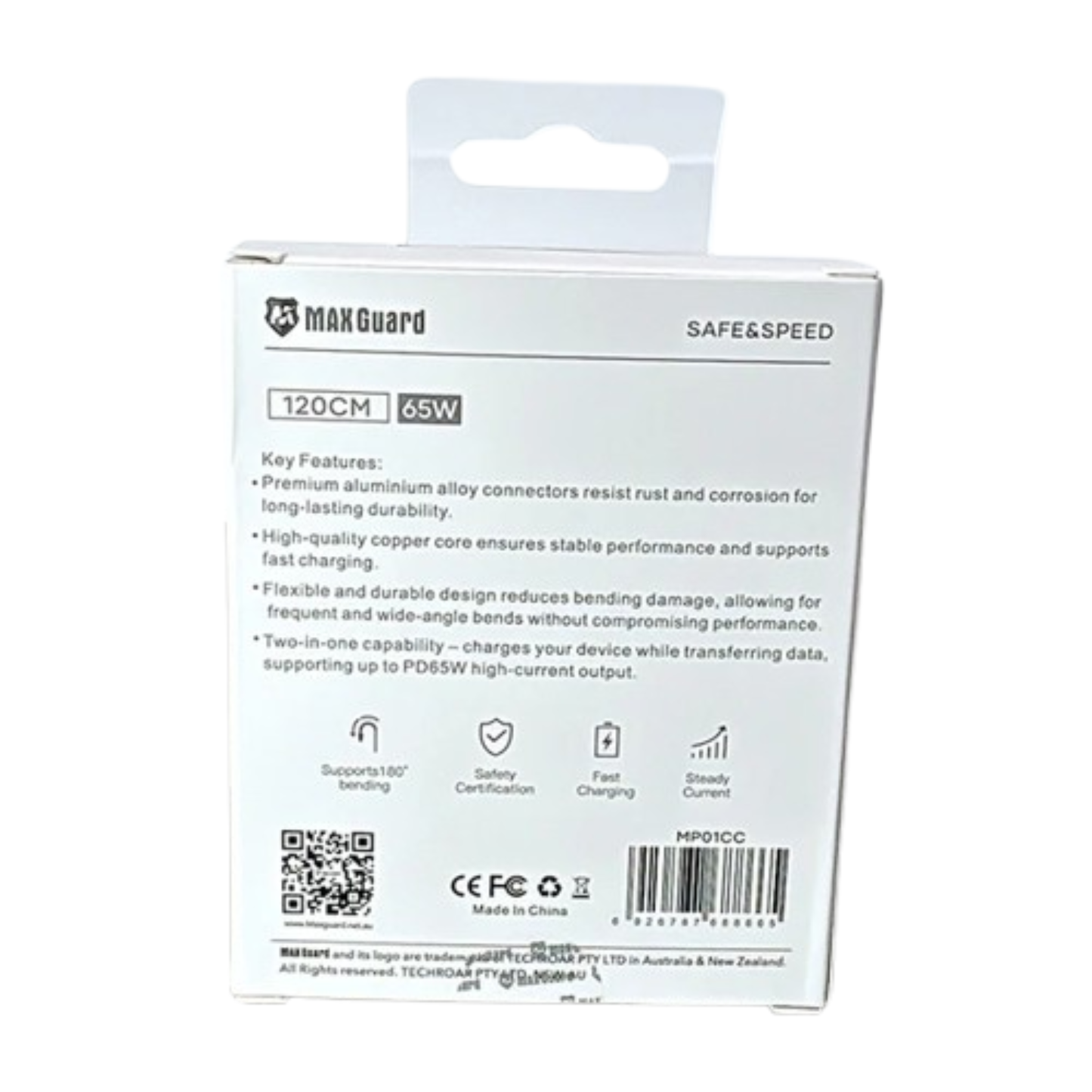 Maxguard 1.2m 65W Type-C to C Cable MP01CC