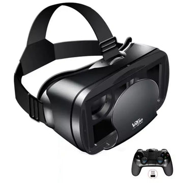 Habicare 9eight5 3D VR headset with built-in headphones and controller for immersive virtual reality experiences.