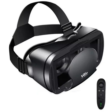 Habicare 9eight5 3D VR headset with integrated headphones and controller for immersive virtual reality experiences.