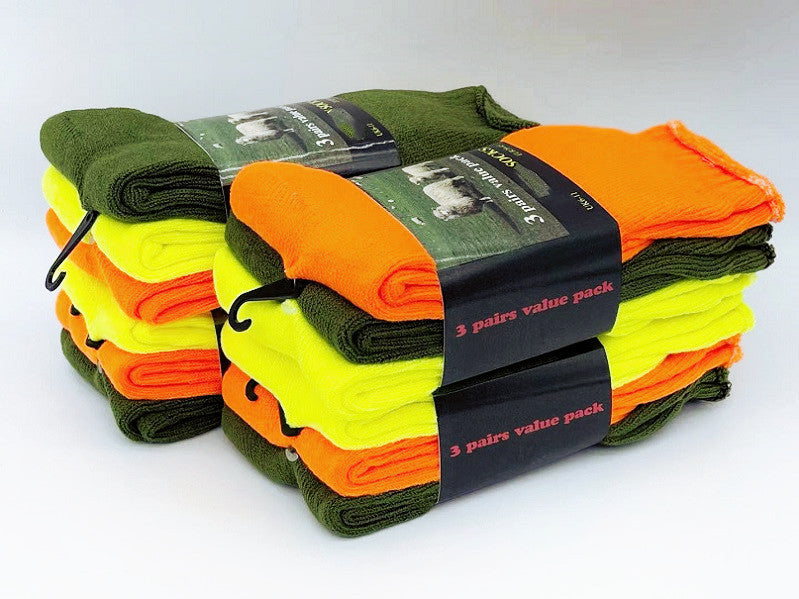 (12 Pairs) High Visible Safety Work Socks Cushioned Socks dealonline.co.nz