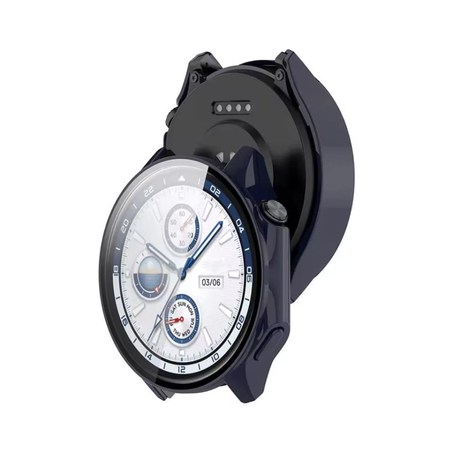 Black protective watch case for Oppo Watch X, made by That Watch Shop, shown fitted on the smartwatch with a sleek, durable design.