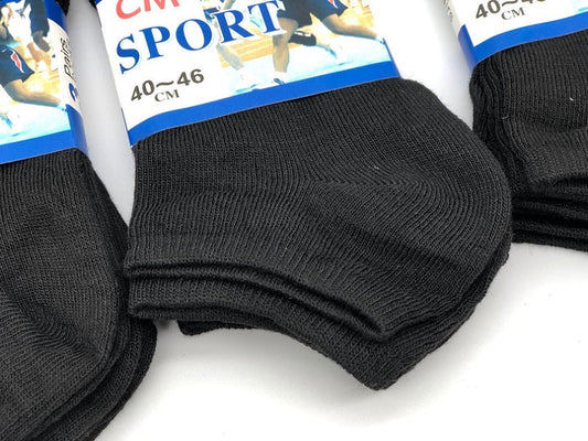 (12 Pairs) Thin Ankle Socks - BLACK - M7-11/ W8-12 dealonline.co.nz
