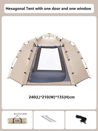 Hexagonal Camping Tent – 2–3 Person, Quick Setup ECOTREK