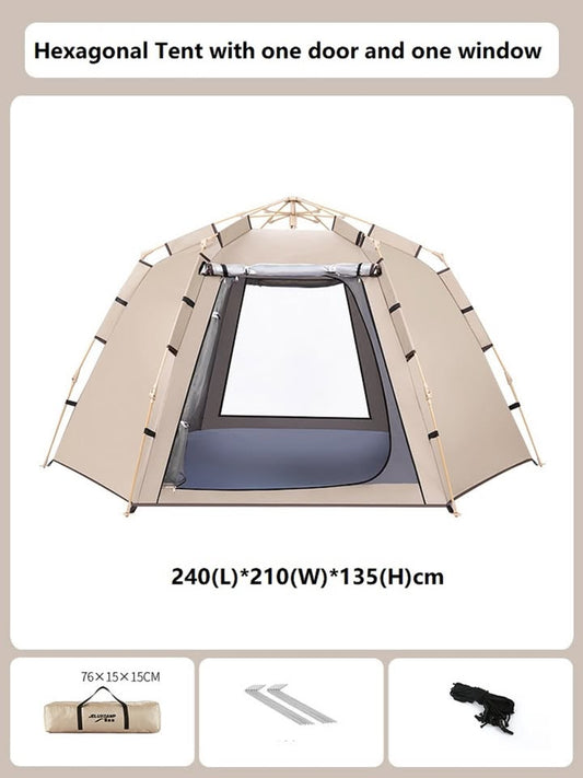 Hexagonal Camping Tent – 2–3 Person, Quick Setup ECOTREK