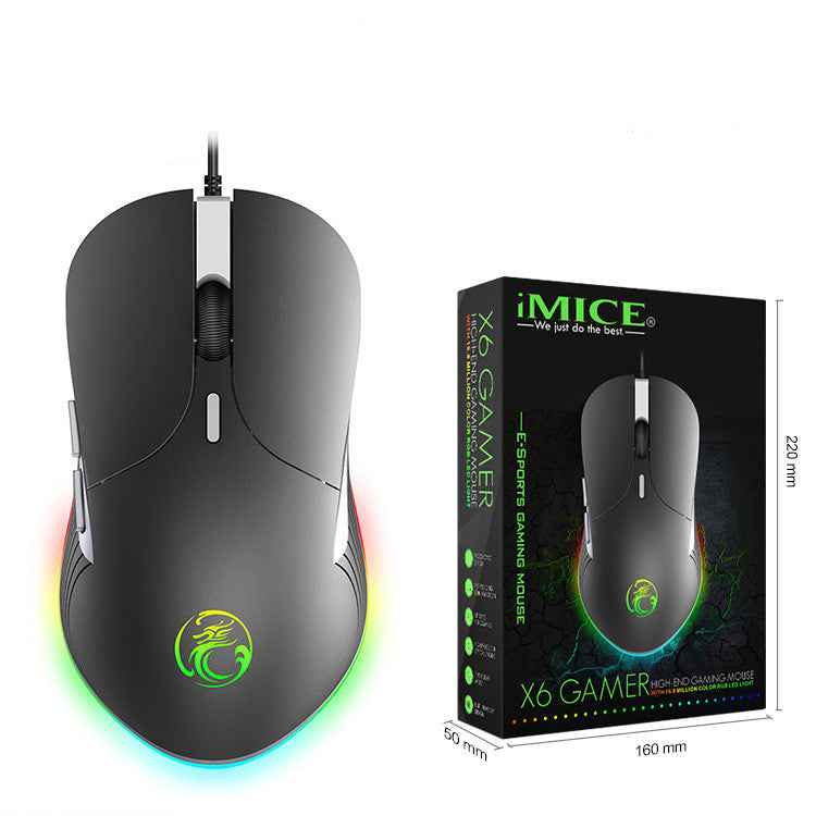 IMICE X6 Wired RGB Gaming Mouse — 6-Button Precision Control | PC Gaming