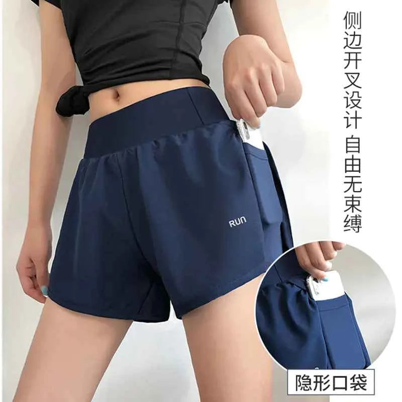 Women's High-Waist Quick-Dry Running Shorts - Loose Fit Athletic Shorts for Fitness & Yoga