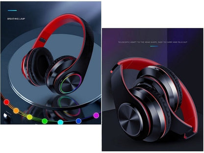 WHITE- Wireless bluetooth Headset Headphones Foldable Stereo Earphones LED Super dealonline.co.nz