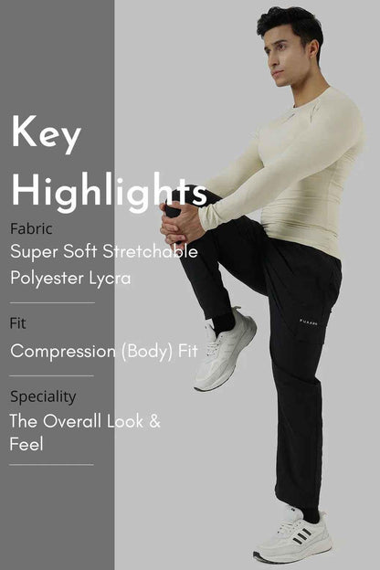Compression Fullsleeves T-shirt Beige