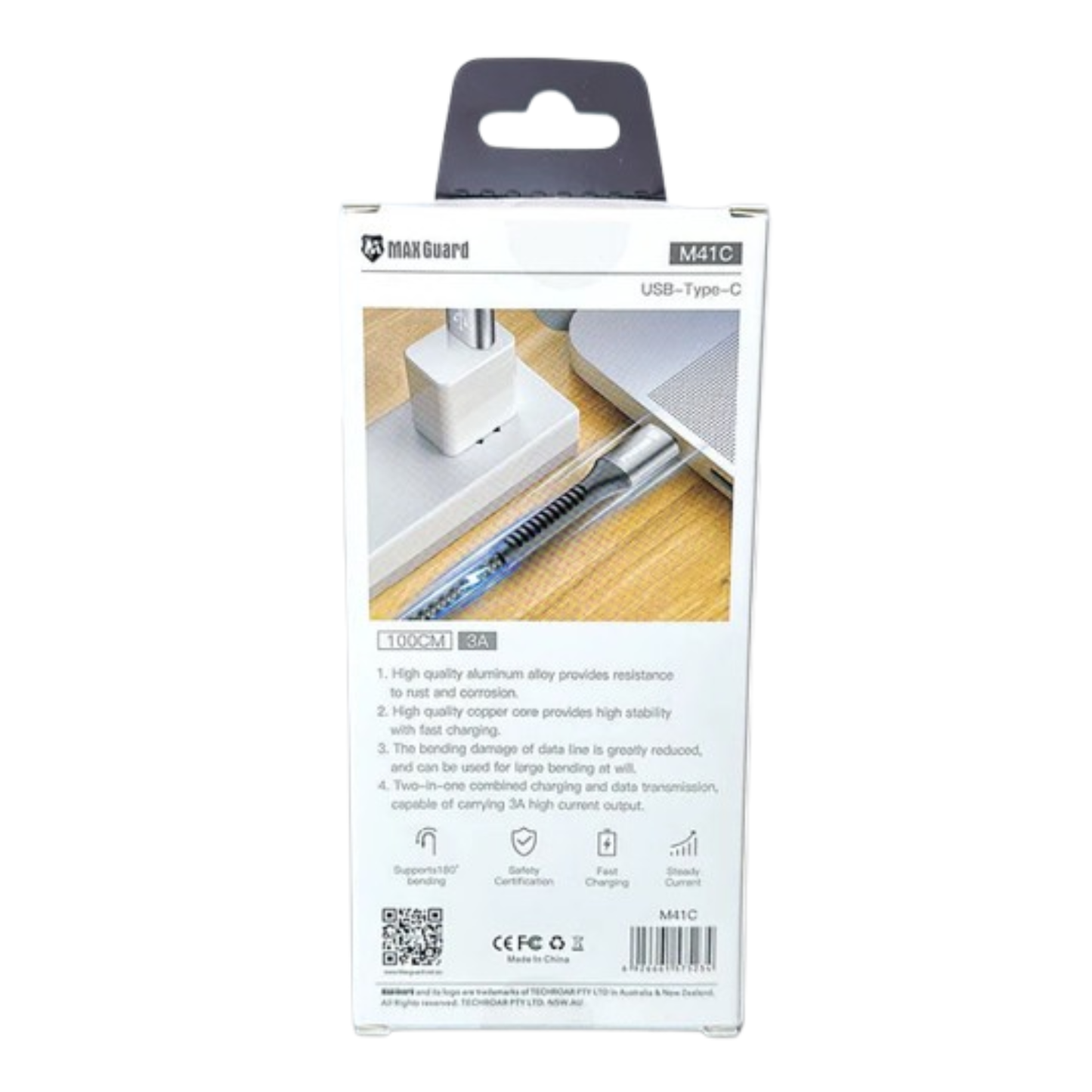 Maxguard 1m USB A To Type-C cable M41C
