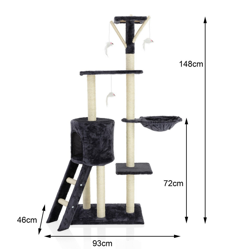 148cm Cat Tree House Scratching Post Condo - Dark GREY dealonline.co.nz