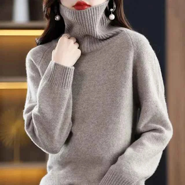 Women's 100% Merino Wool High Neck Sweater Top