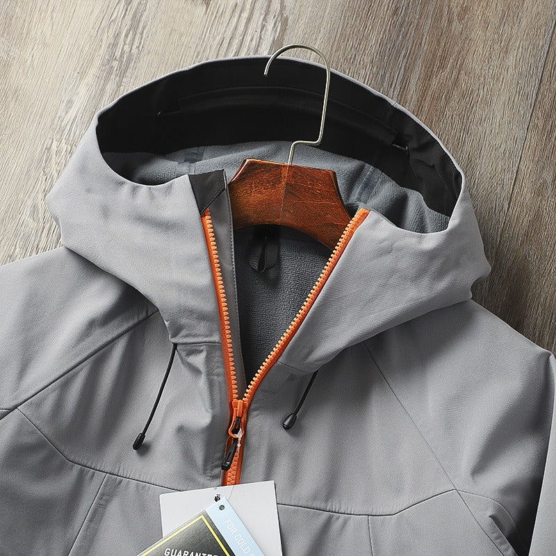Men's Waterproof Softshell Jacket — Windproof, Hooded Hiking Shell