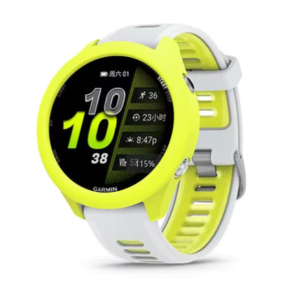 Yellow protective watch case for Garmin Forerunner 970, durable TPU cover with precise cutouts, fits snugly to protect the smartwatch.