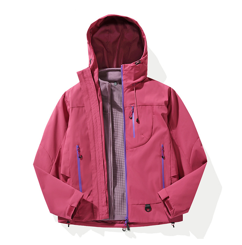 Unisex 3-in-1 Detachable Outdoor Jacket Waterproof Windproof Mountain Coat