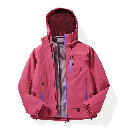 Unisex 3-in-1 Detachable Outdoor Jacket Waterproof Windproof Mountain Coat