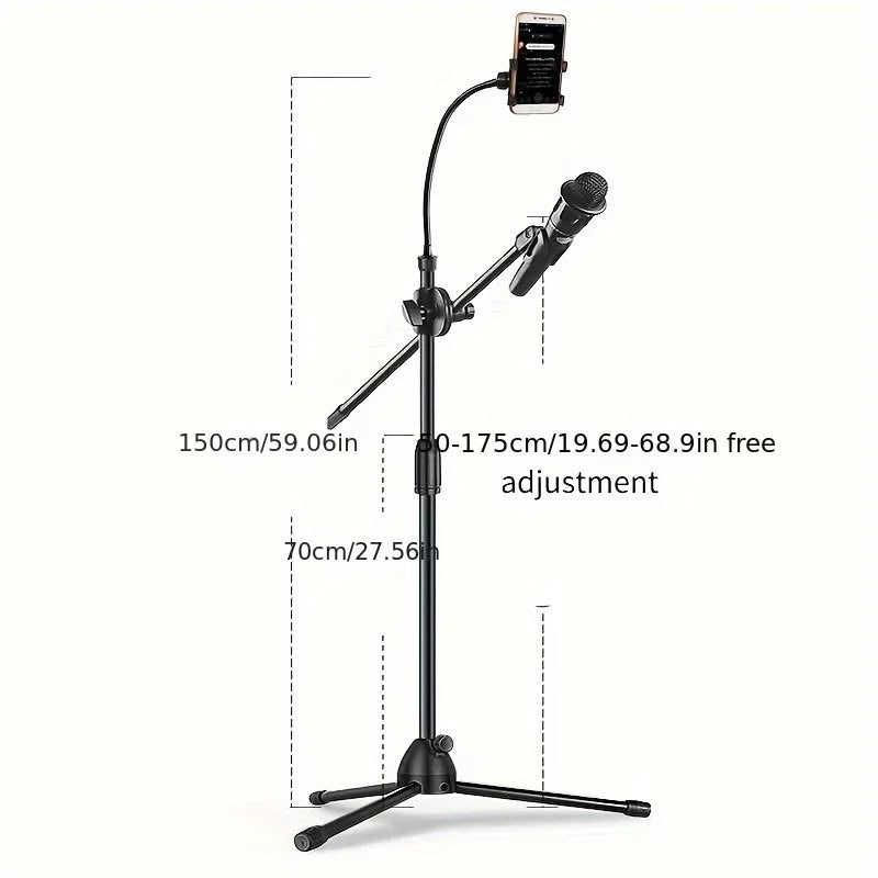 Microphone Stand with Phone Clip Gear Design Gooseneck Tube Height-Adjustable dealonline.co.nz