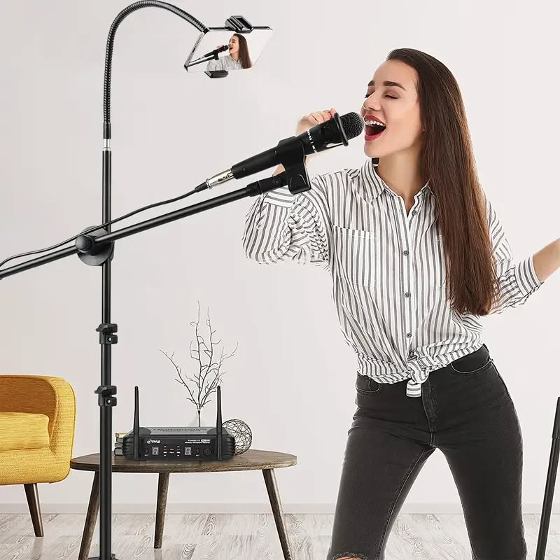 Microphone Stand with Phone Clip Gear Design Gooseneck Tube Height-Adjustable dealonline.co.nz