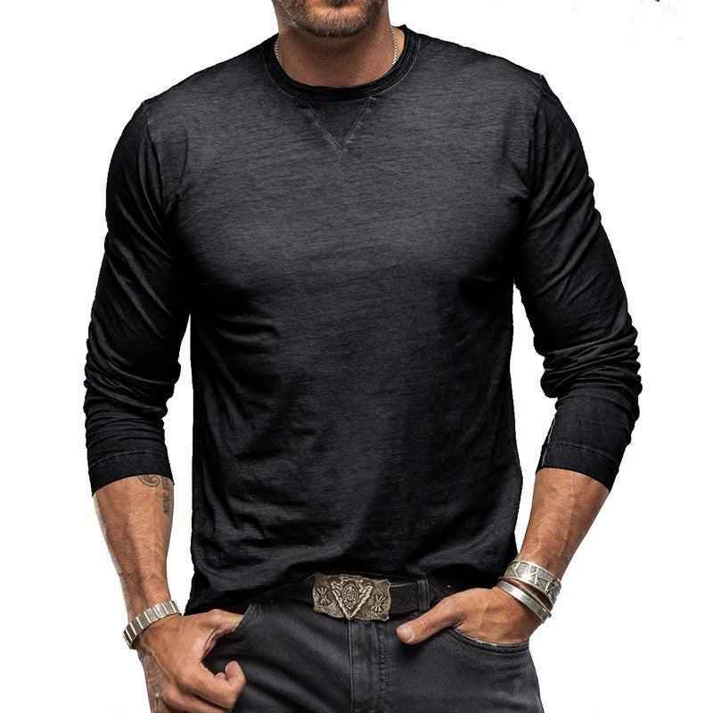 Men's Long Sleeve Cotton T-Shirt - Soft Combed Crew Neck | Casual Everyday Wear